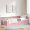 Eckbettgestell mit Kopfteil Rosa 90 cm x 190 cm Samt