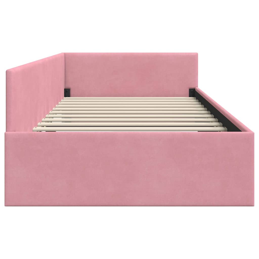 Eckbettgestell mit Kopfteil Rosa 90 cm x 190 cm Samt