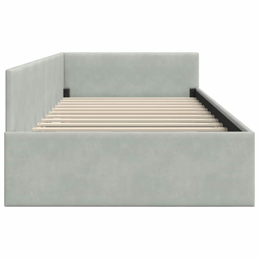 Eckbettgestell mit Kopfteil Hellgrau 90 cm x 200 cm Samt