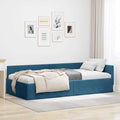 Eckbettgestell mit Kopfteil Blau 100 cm x 200 cm Samt