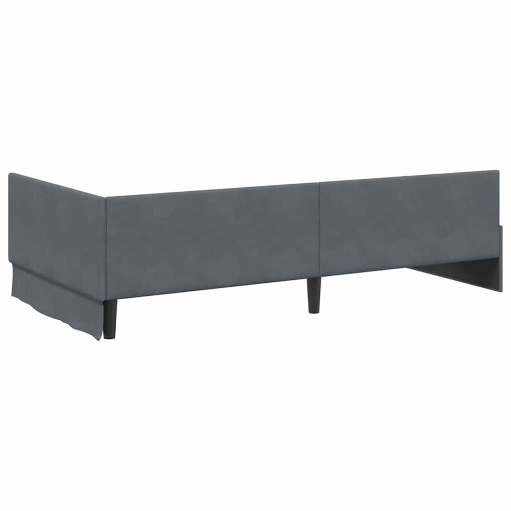 Eckbettgestell mit Kopfteil Dunkelgrau 100 cm x 200 cm Samt