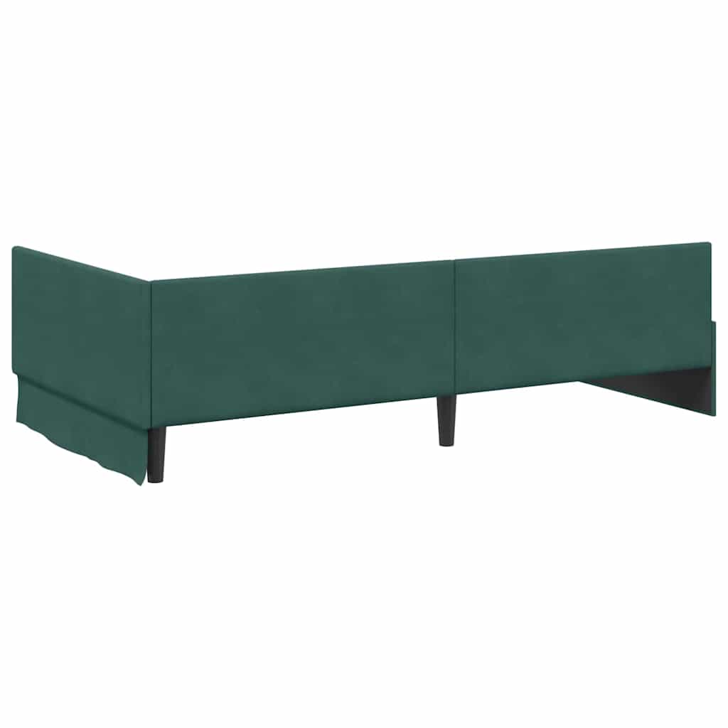 Eckbettgestell mit Kopfteil Dunkelgrün 100 cm x 200 cm Samt