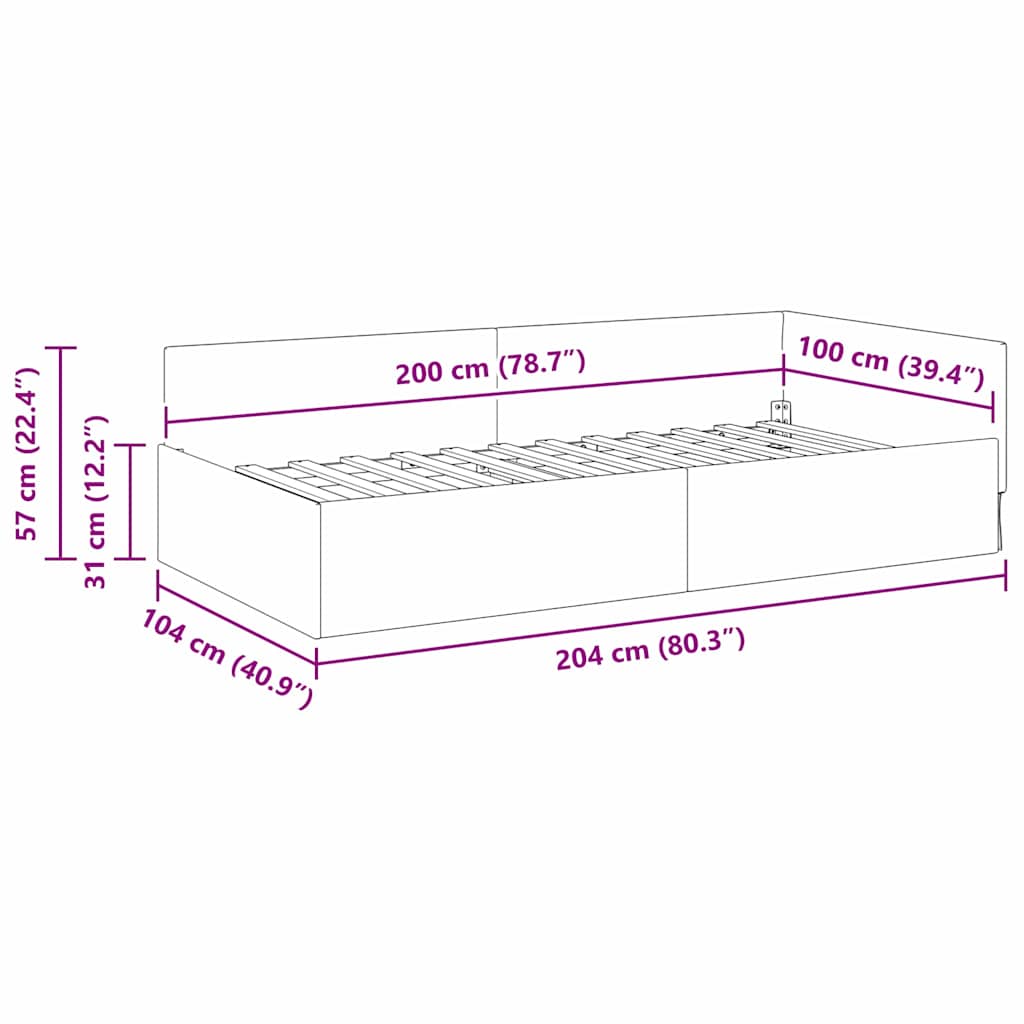 Eckbettgestell mit Kopfteil Dunkelgrün 100 cm x 200 cm Samt