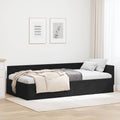 Eckbettgestell mit Kopfteil Schwarz 100 cm x 200 cm Samt