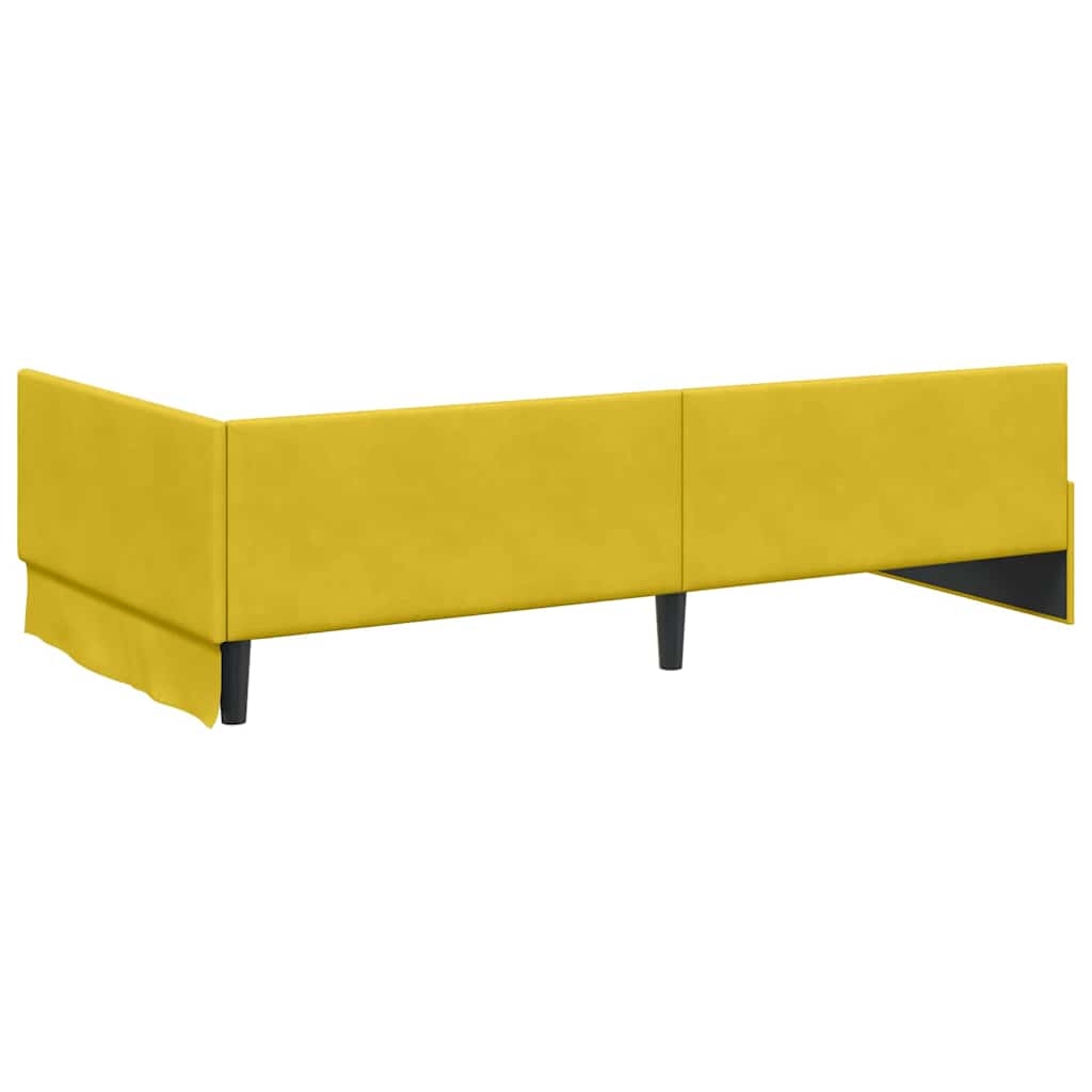 Eckbettgestell mit Kopfteil Gelb 100 cm x 200 cm Samt