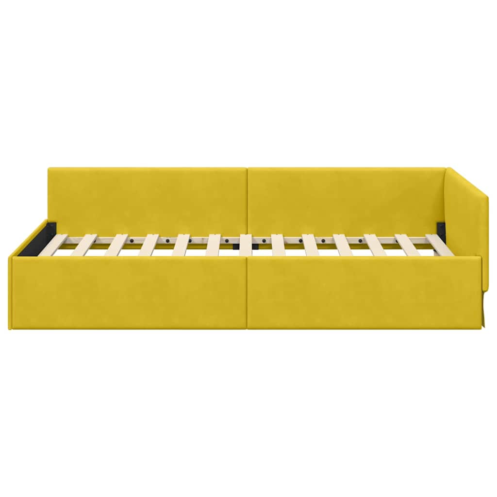 Eckbettgestell mit Kopfteil Gelb 100 cm x 200 cm Samt