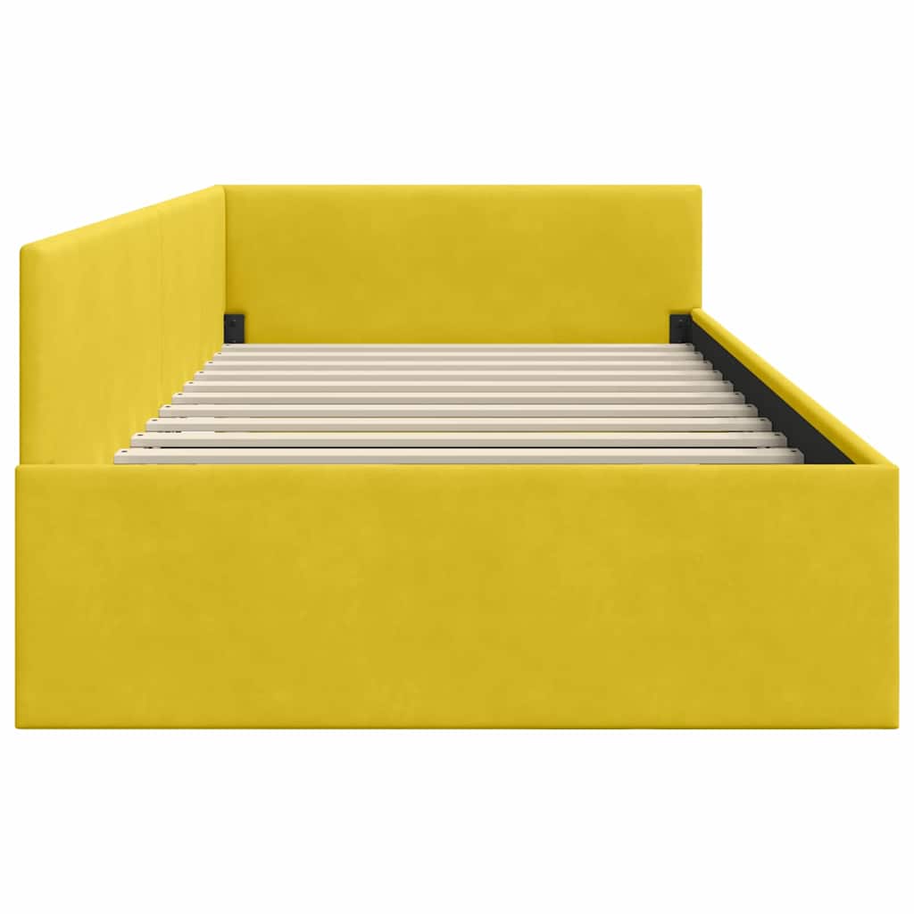 Eckbettgestell mit Kopfteil Gelb 100 cm x 200 cm Samt
