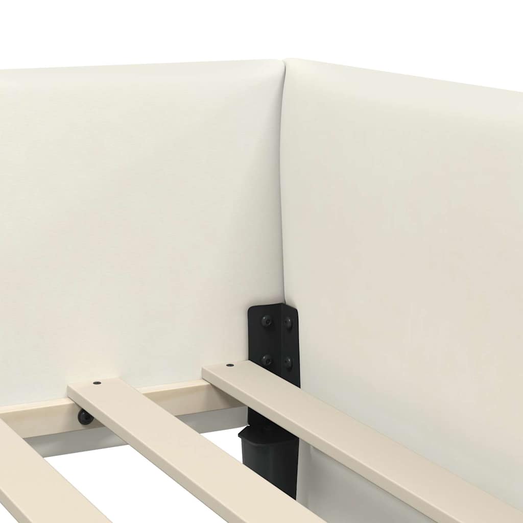 Eckbettgestell mit Kopfteil Creme 100 cm x 200 cm Samt