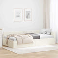 Eckbettgestell mit Kopfteil Creme 100 cm x 200 cm Samt