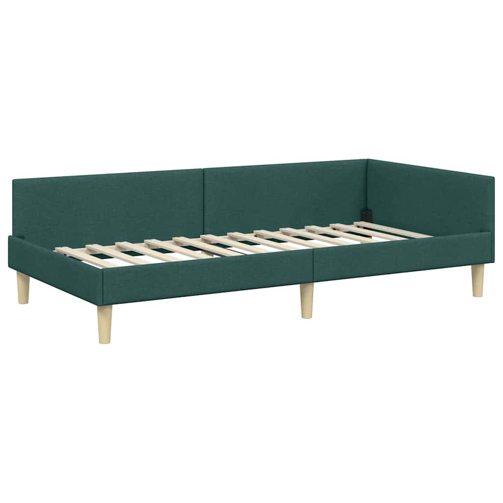 Eckbettgestell Dunkelgrün 80 x 200 cm Stoff