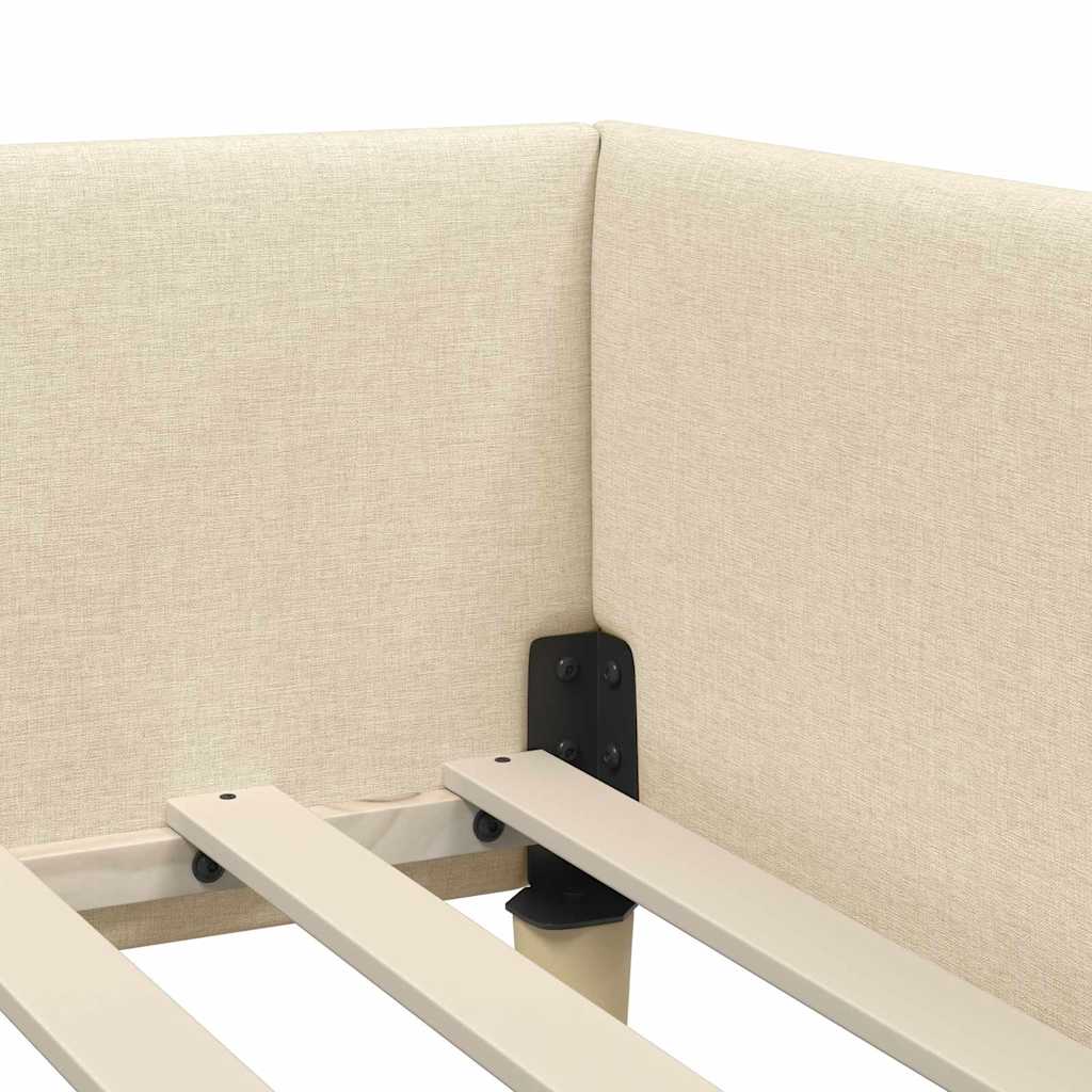 Eckbettgestell Creme 80 x 200 cm Stoff
