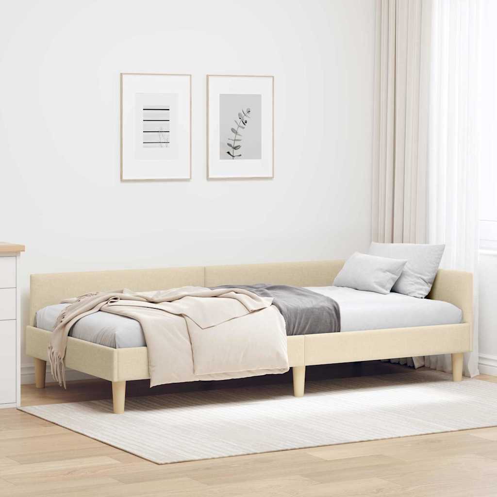 Eckbettgestell Creme 80 x 200 cm Stoff