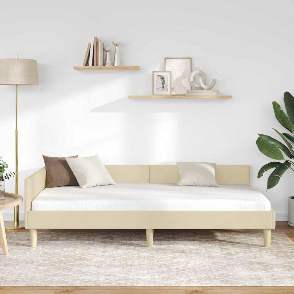 Eckbettgestell Creme 80 x 200 cm Stoff
