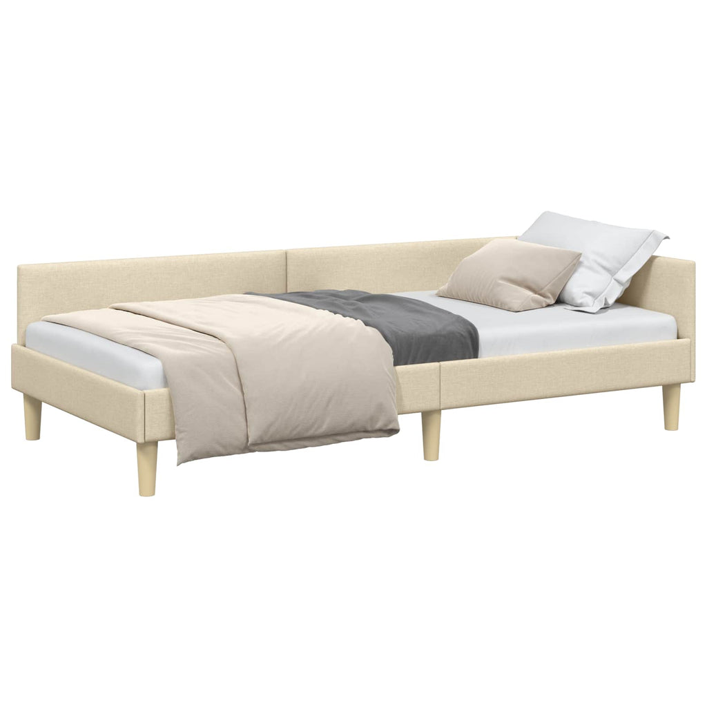 Eckbettgestell Creme 80 x 200 cm Stoff