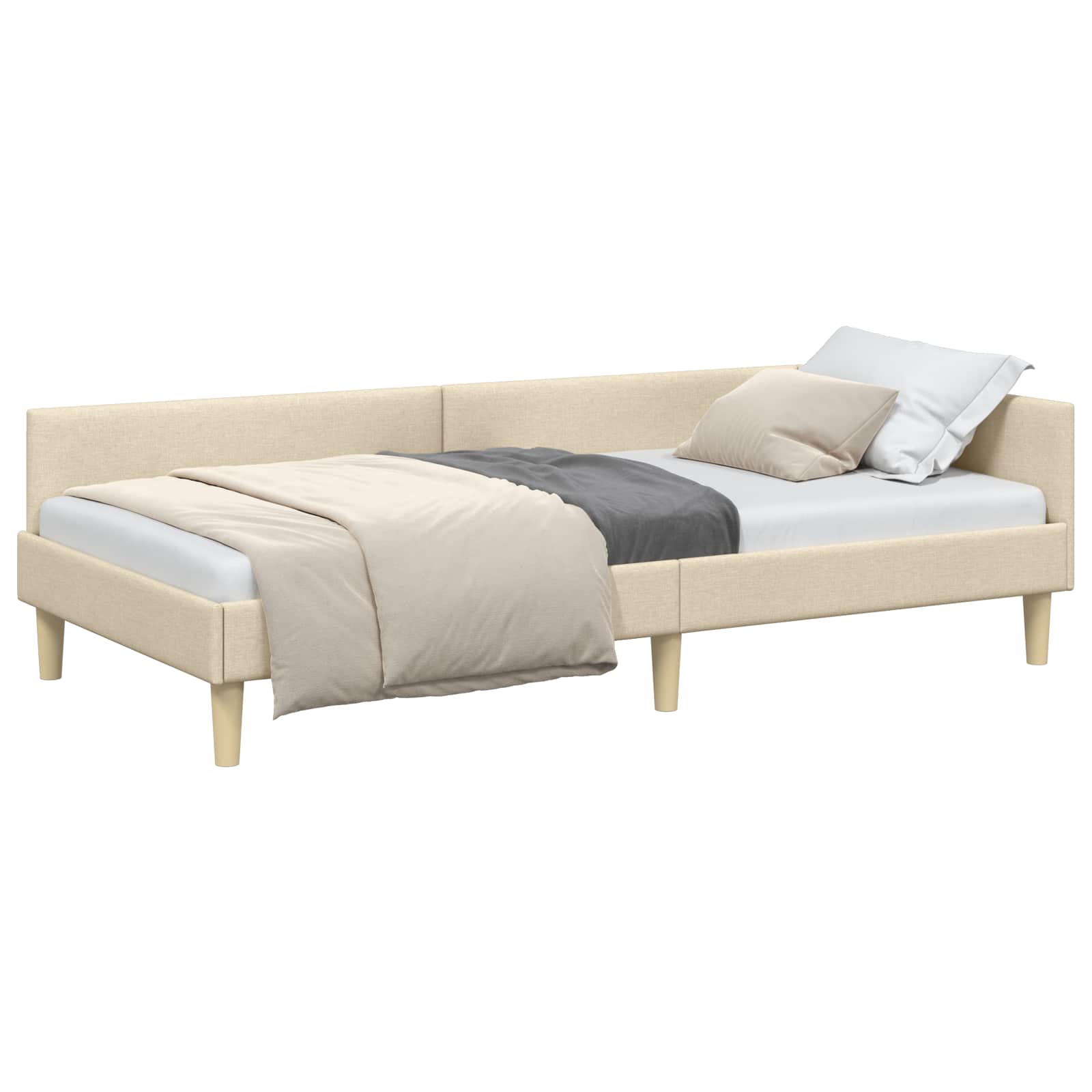 Eckbettgestell Creme 80 x 200 cm Stoff