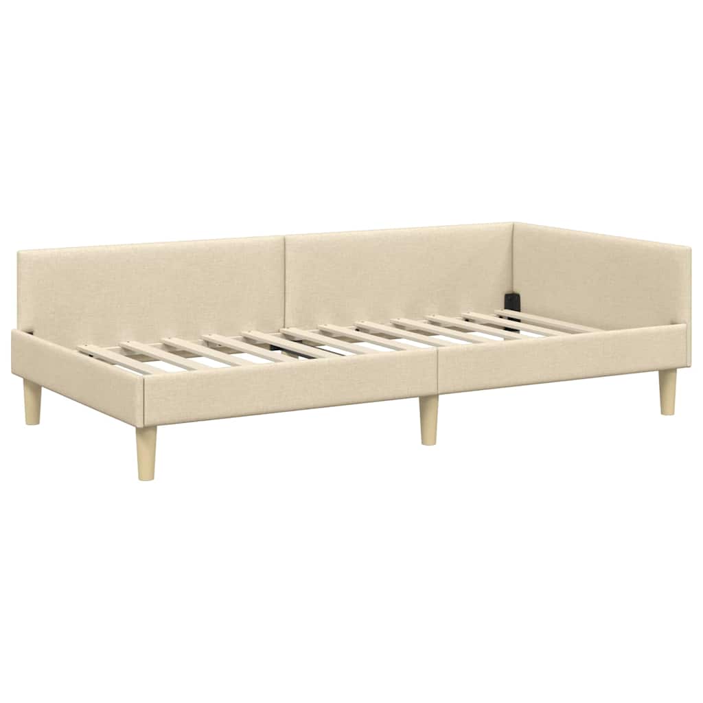 Eckbettgestell Creme 80 x 200 cm Stoff