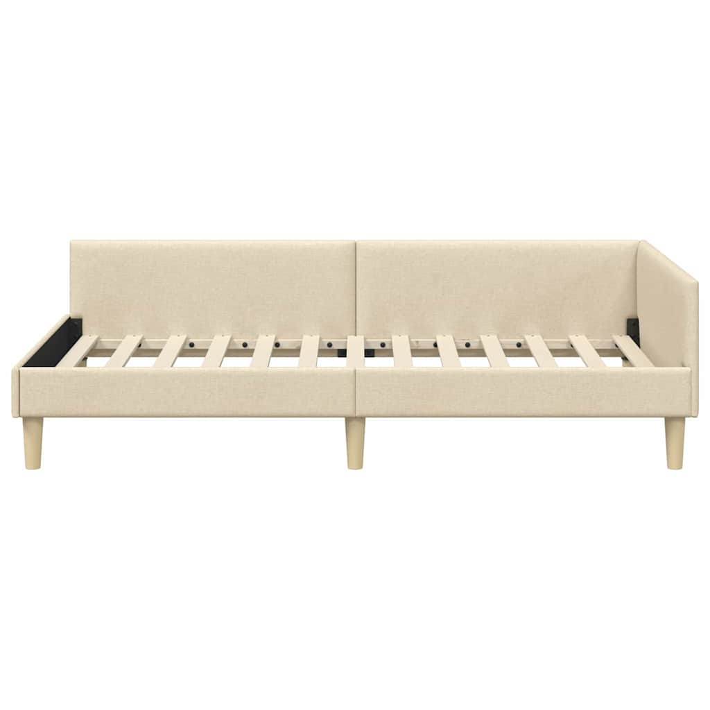 Eckbettgestell Creme 80 x 200 cm Stoff