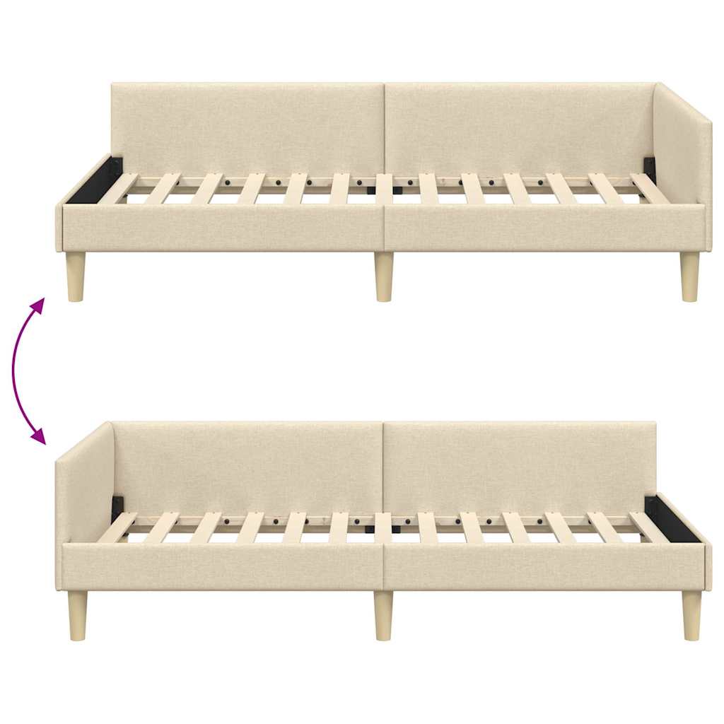 Eckbettgestell Creme 80 x 200 cm Stoff