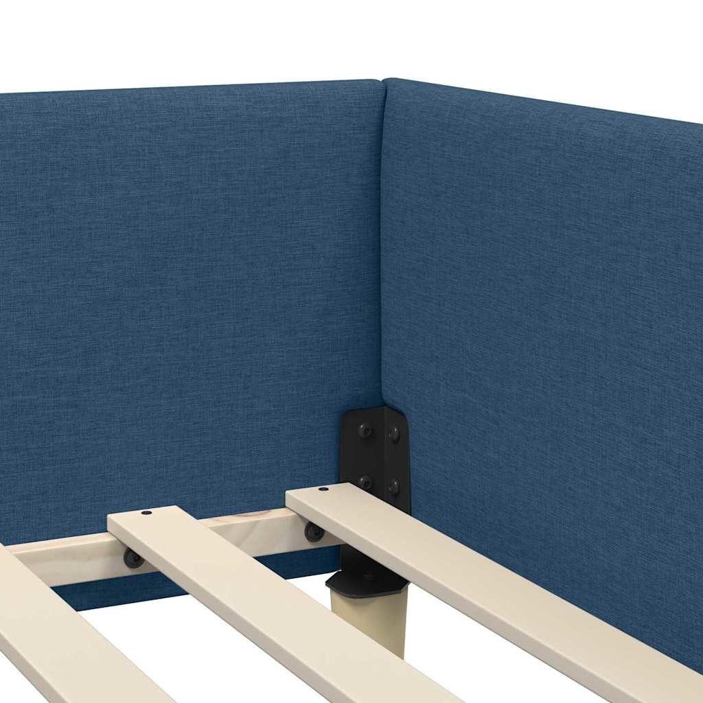 Eckbettgestell Blau 80 x 200 cm Stoff
