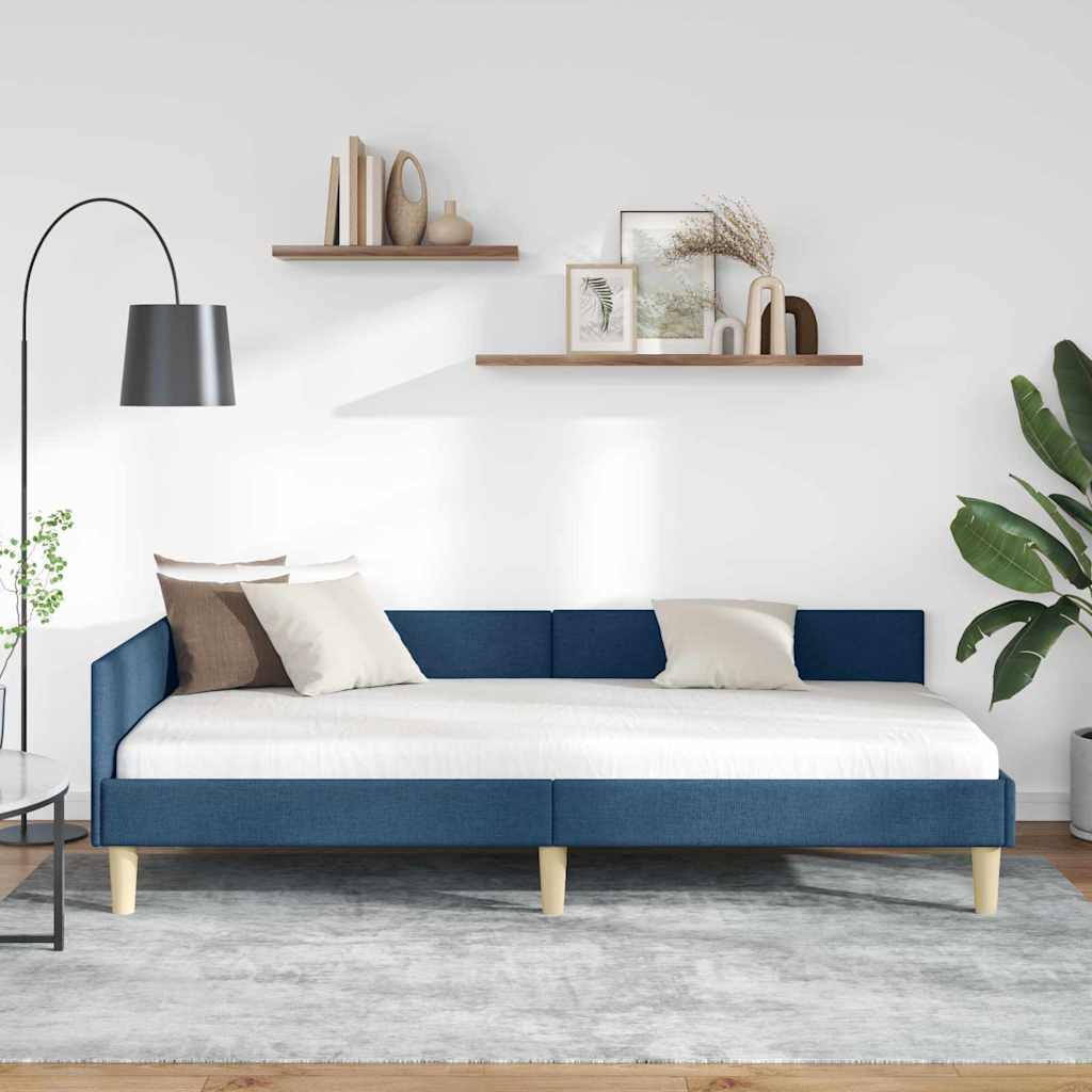 Eckbettgestell Blau 80 x 200 cm Stoff