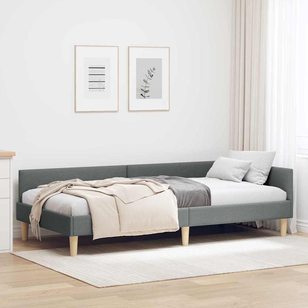 Eckbettgestell Dunkelgrau 90 x 190 cm Stoff
