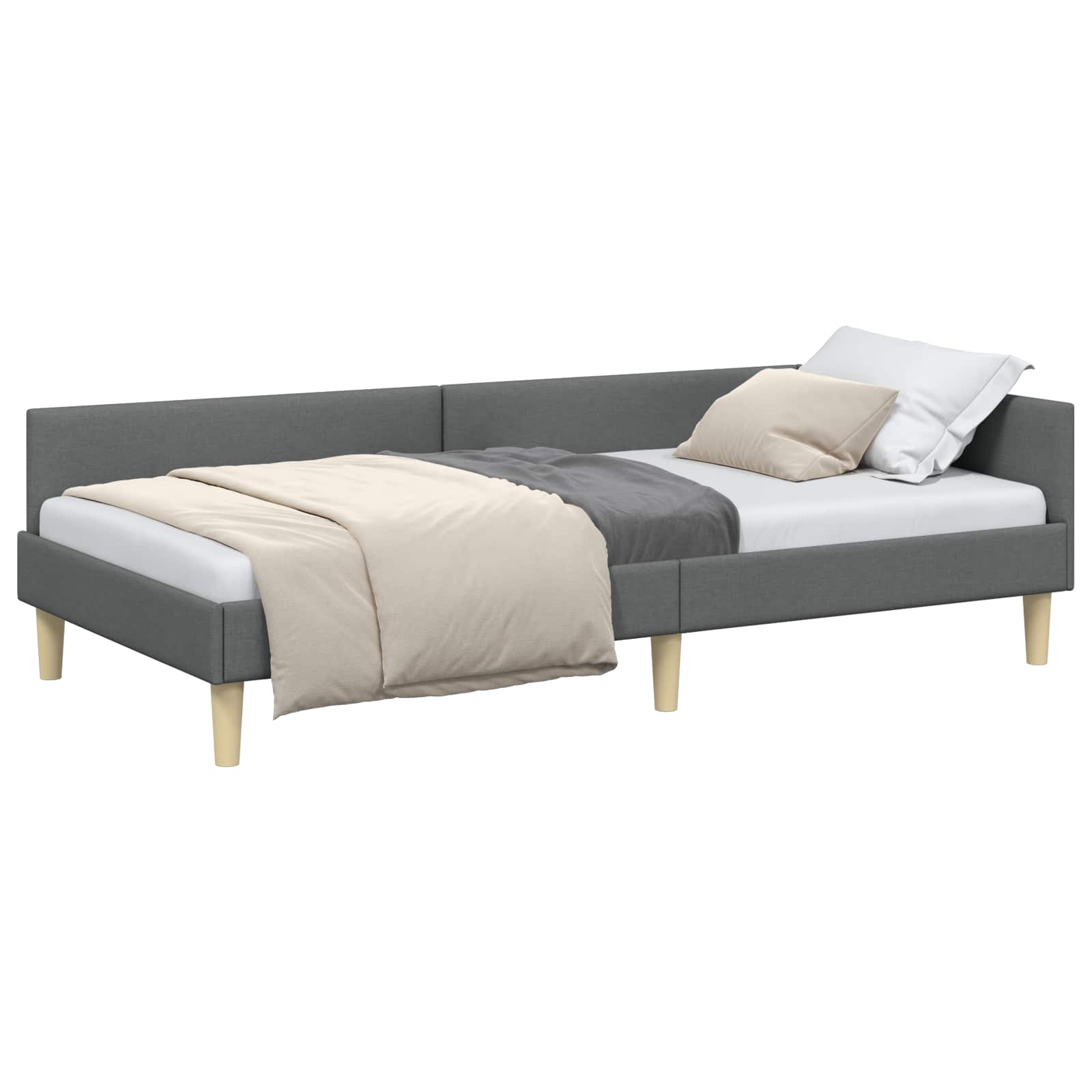 Eckbettgestell Dunkelgrau 90 x 190 cm Stoff