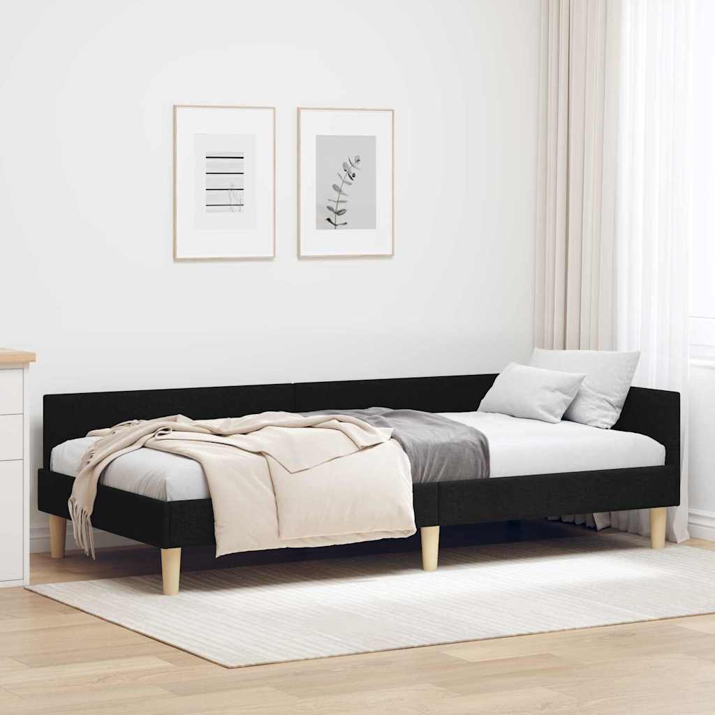 Eckbettgestell Schwarz 90 x 190 cm Stoff