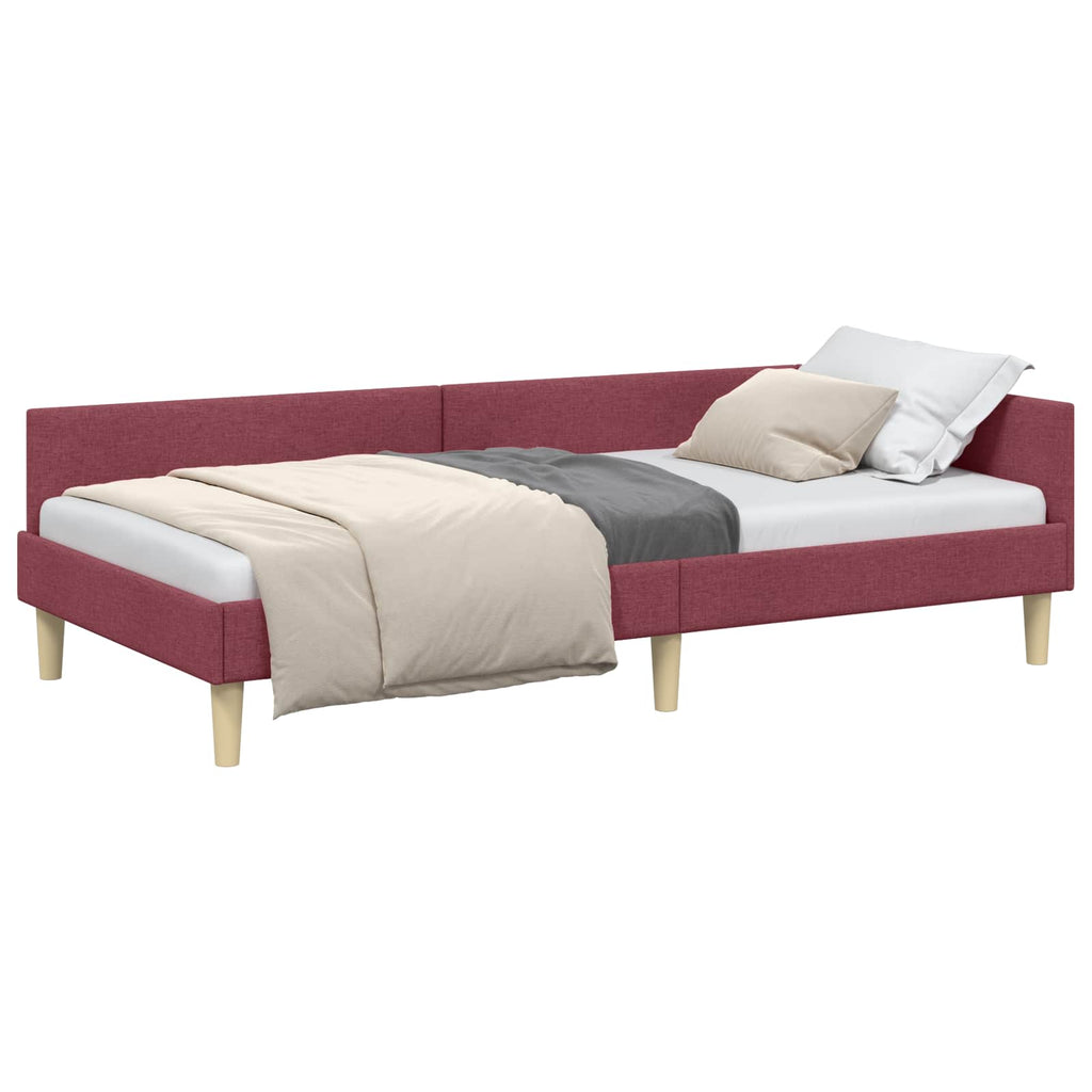 Eckbettgestell Weinrot 90 x 190 cm Stoff