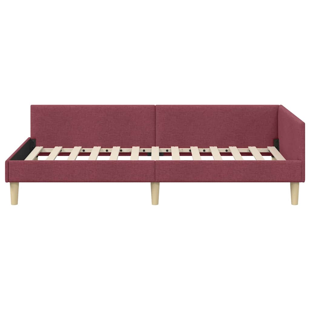 Eckbettgestell Weinrot 90 x 190 cm Stoff