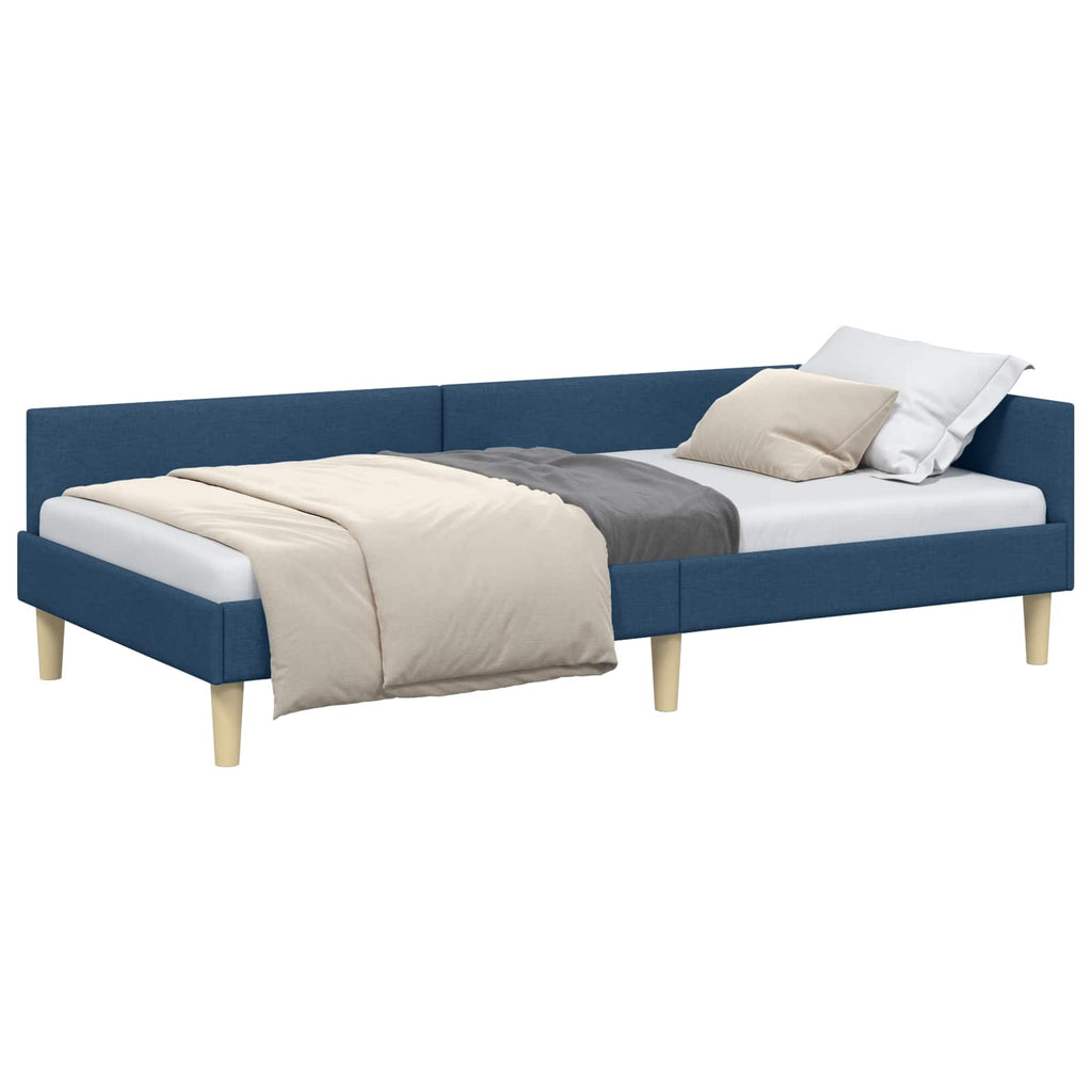 Eckbettgestell Blau 90 x 190 cm Stoff