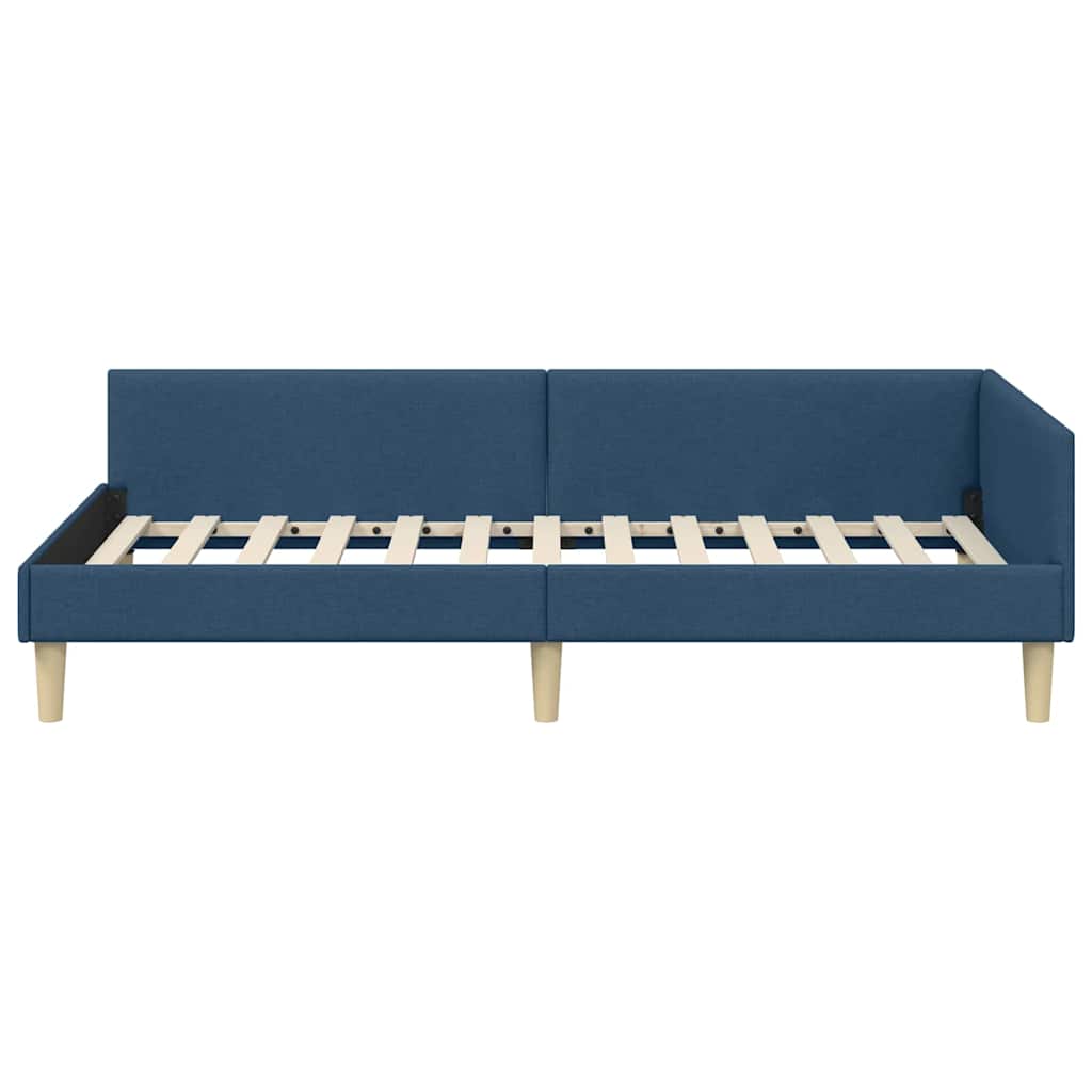 Eckbettgestell Blau 90 x 190 cm Stoff