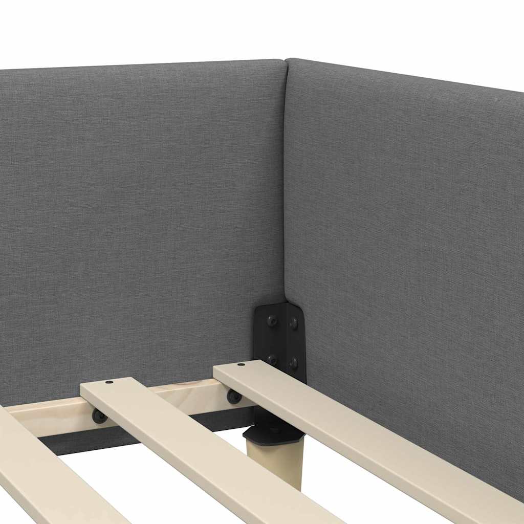 Eckbettgestell Dunkelgrau 90 x 200 cm Stoff
