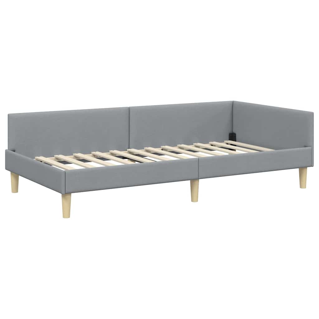 Eckbettgestell Hellgrau 100 x 200 cm Stoff