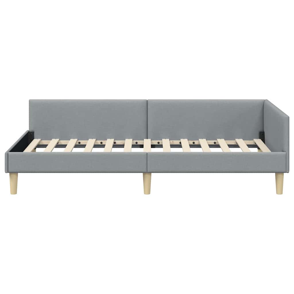 Eckbettgestell Hellgrau 100 x 200 cm Stoff