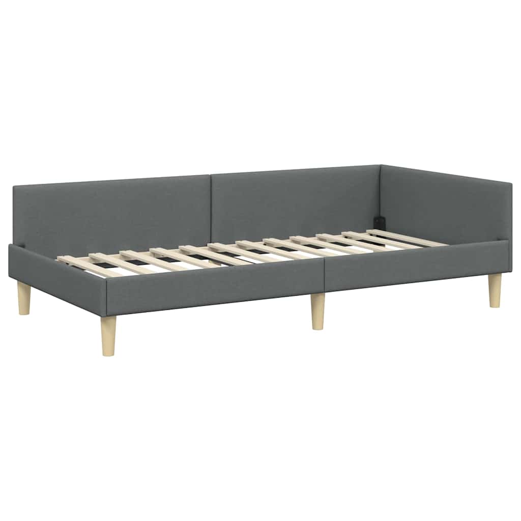 Eckbettgestell Dunkelgrau 100 x 200 cm Stoff