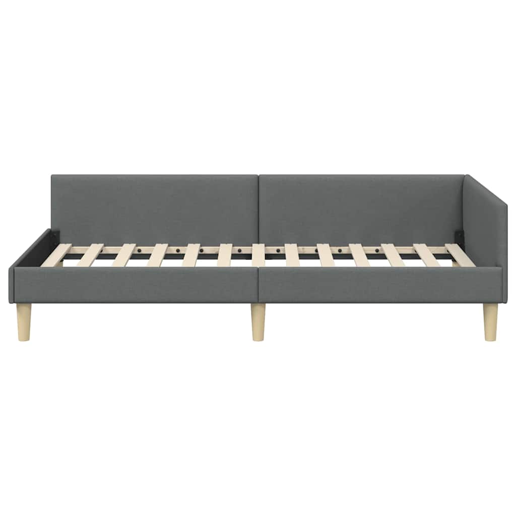 Eckbettgestell Dunkelgrau 100 x 200 cm Stoff