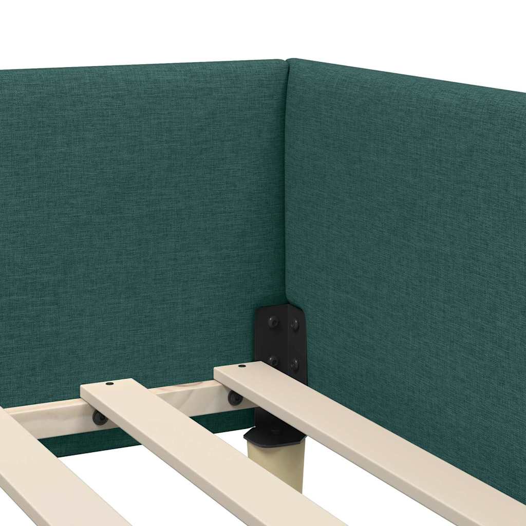 Eckbettgestell Dunkelgrün 100 x 200 cm Stoff