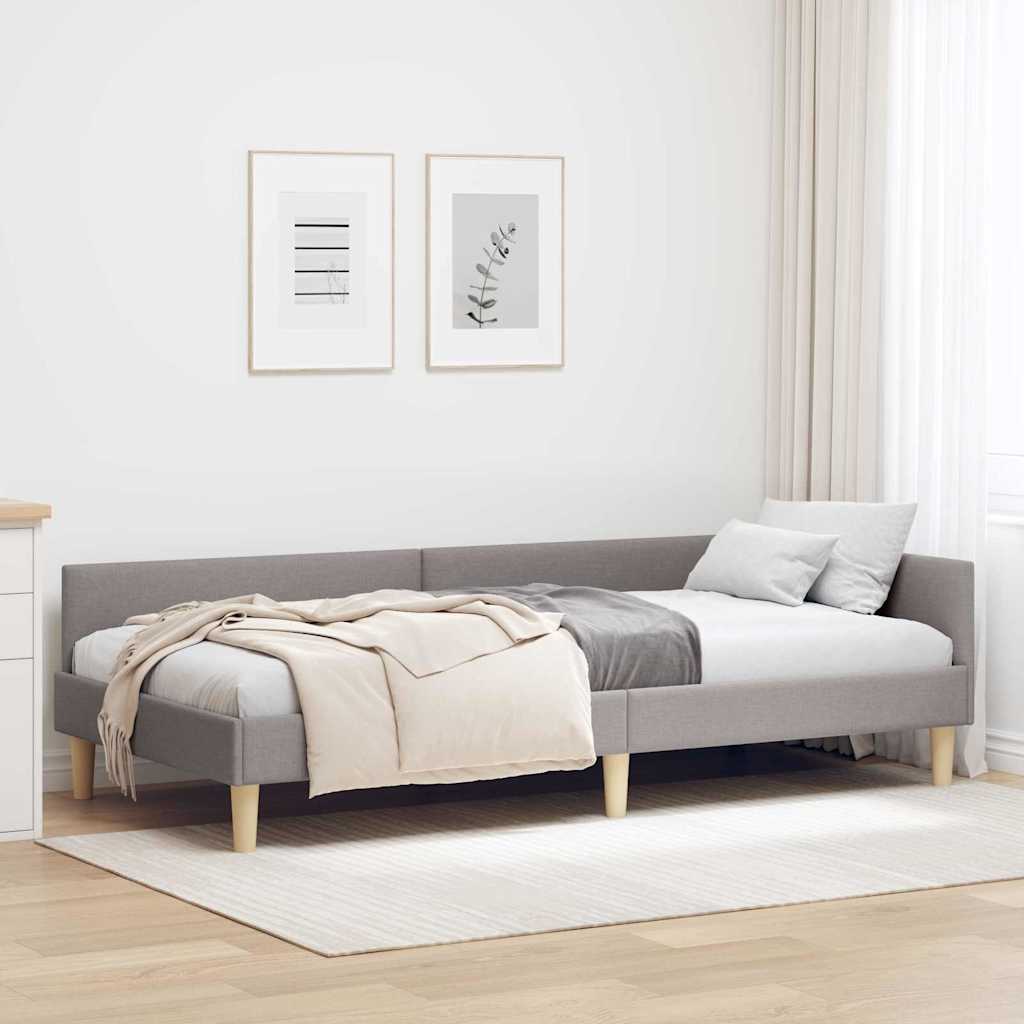 Eckbettgestell Taupe 100 x 200 cm Stoff
