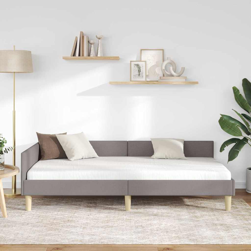 Eckbettgestell Taupe 100 x 200 cm Stoff