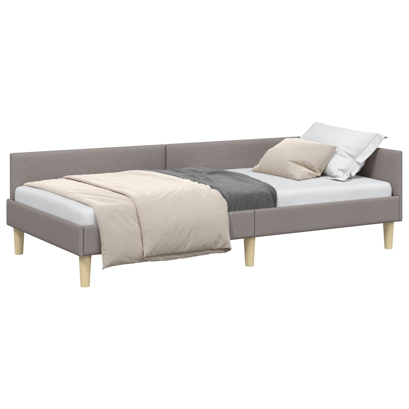 Eckbettgestell Taupe 100 x 200 cm Stoff