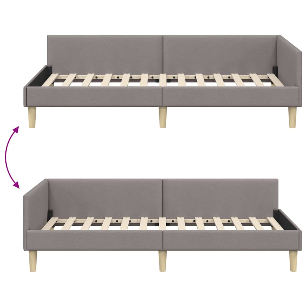 Eckbettgestell Taupe 100 x 200 cm Stoff