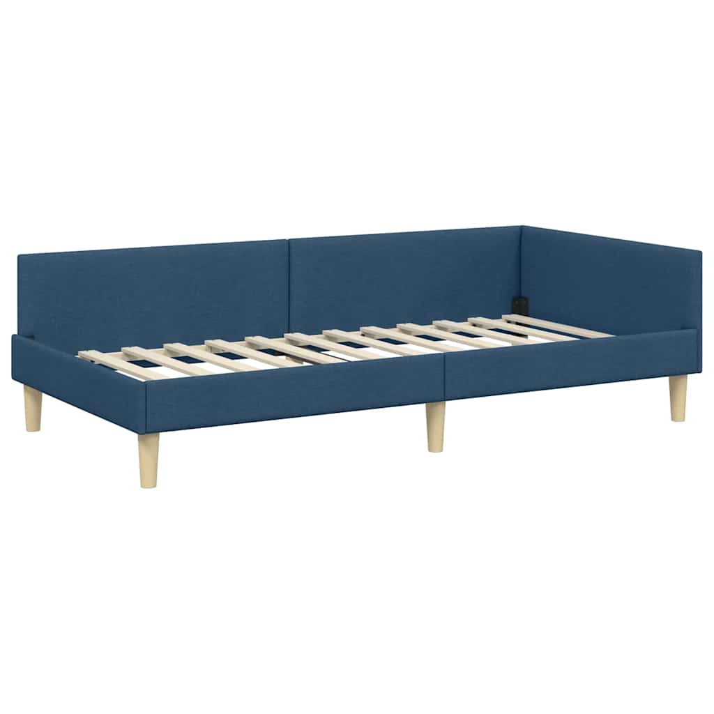 Eckbettgestell Blau 100 x 200 cm Stoff