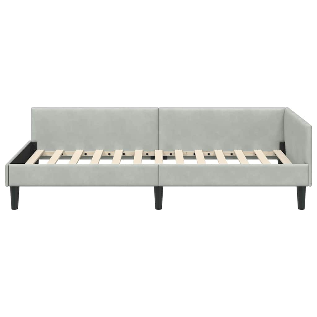 Eckbettgestell mit Kopfteil Hellgrau 80 cm x 200 cm Samt