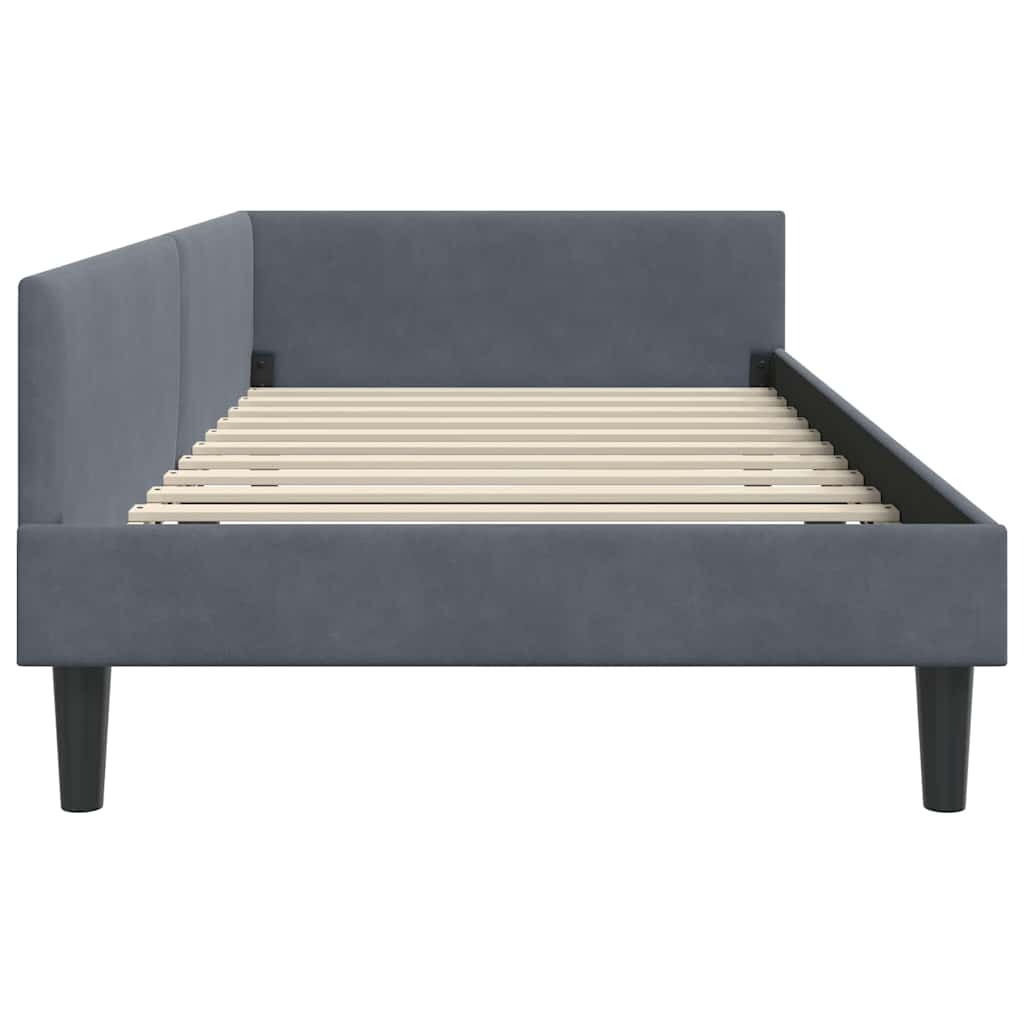 Eckbettgestell mit Kopfteil Dunkelgrau 80 cm x 200 cm Samt