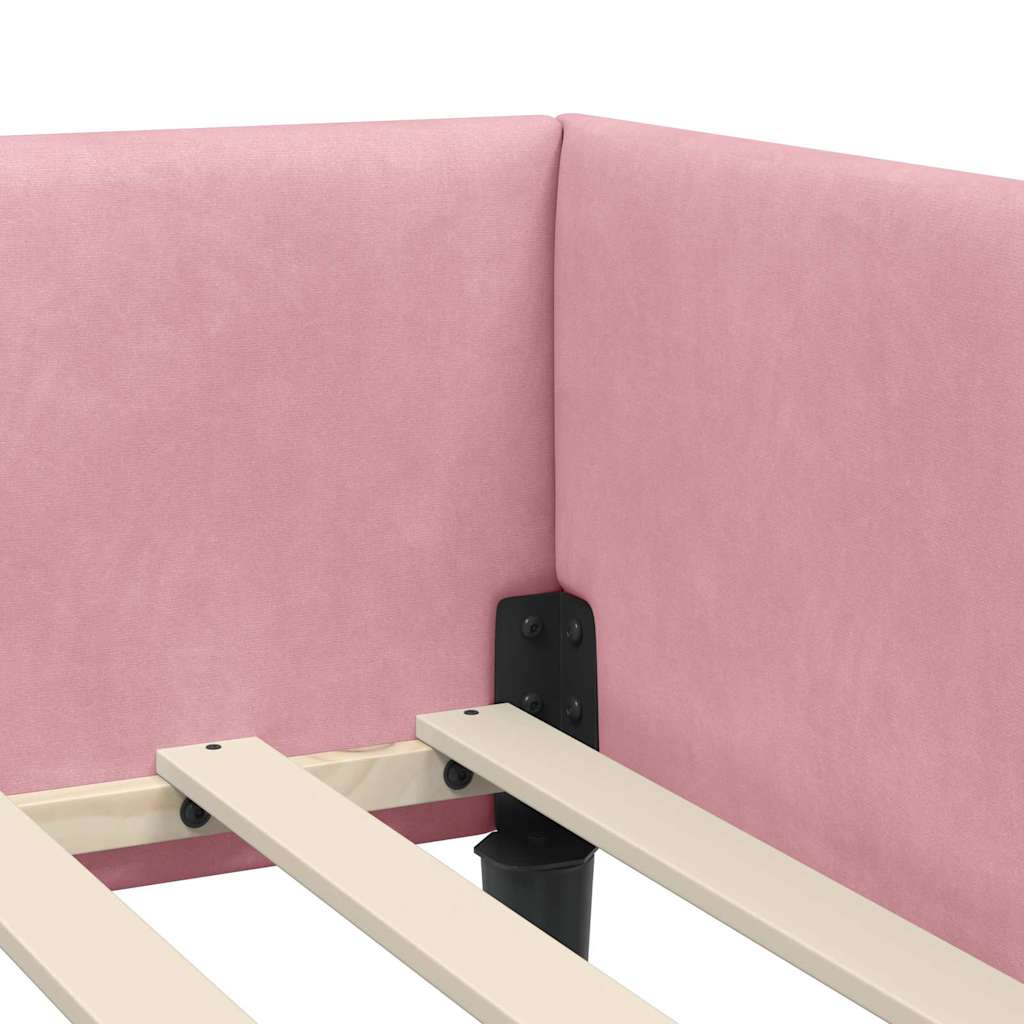 Eckbettgestell mit Kopfteil Rosa 80 cm x 200 cm Samt