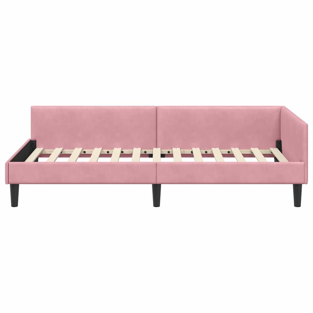 Eckbettgestell mit Kopfteil Rosa 80 cm x 200 cm Samt