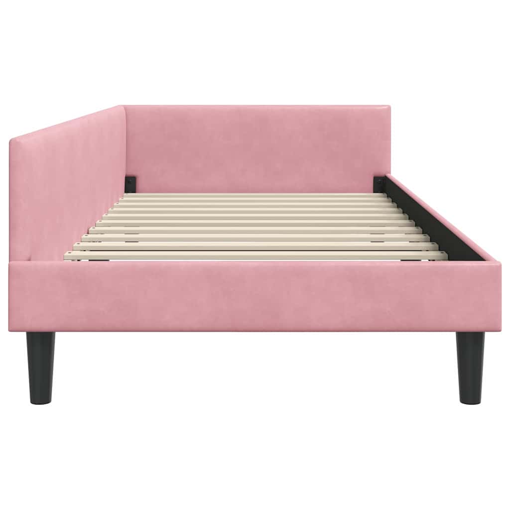 Eckbettgestell mit Kopfteil Rosa 80 cm x 200 cm Samt