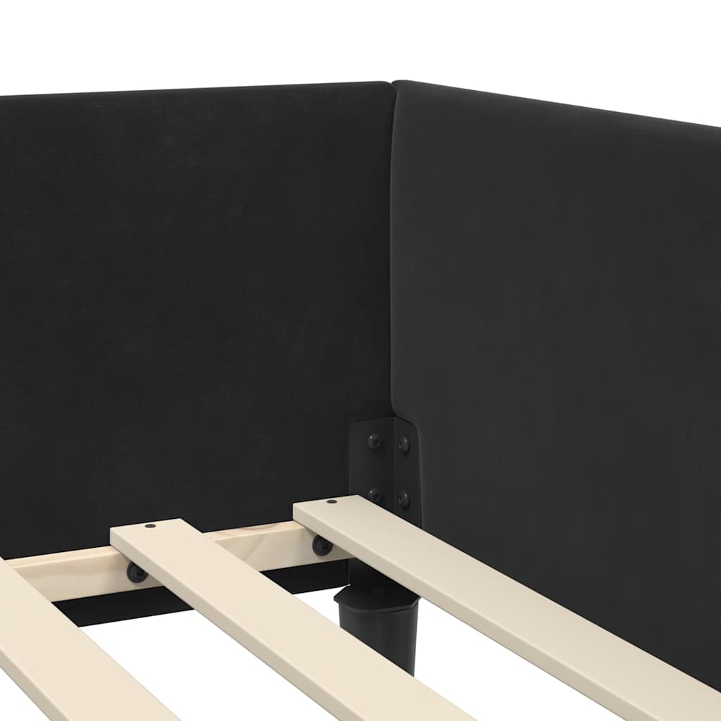 Eckbettgestell mit Kopfteil Schwarz 80 cm x 200 cm Samt