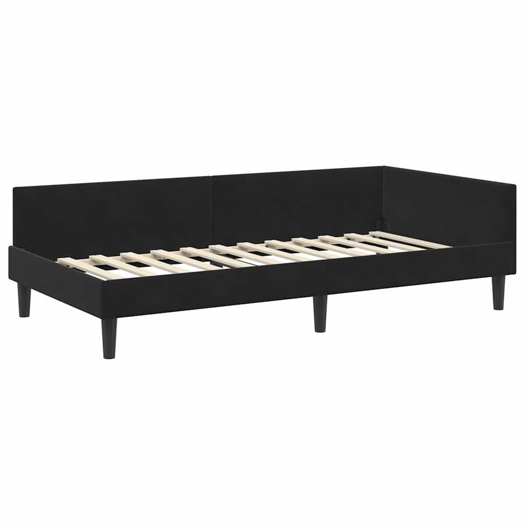 Eckbettgestell mit Kopfteil Schwarz 80 cm x 200 cm Samt