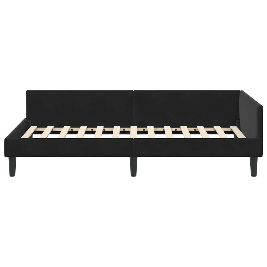 Eckbettgestell mit Kopfteil Schwarz 80 cm x 200 cm Samt